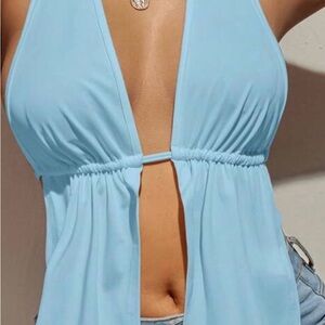 Light Blue Halter Crop Top